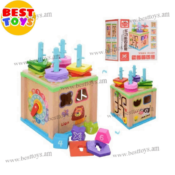 BestToys Деревяные развиваюшие игоушки Деревянный развивающий кубик № 1