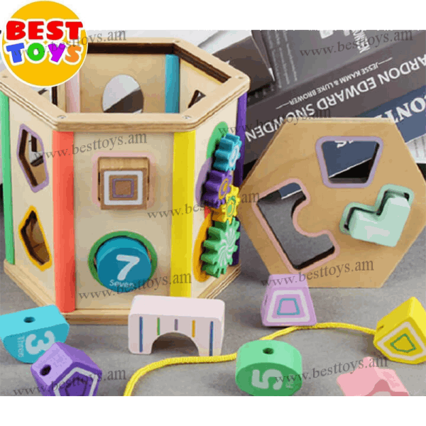 BestToys Деревяные развиваюшие игоушки Деревянный развивающий кубик 6 в 1