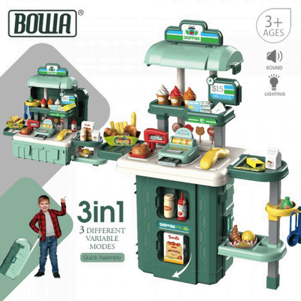 BestToys Kitchens and sinks A 3-in-1 suitcase supermarket